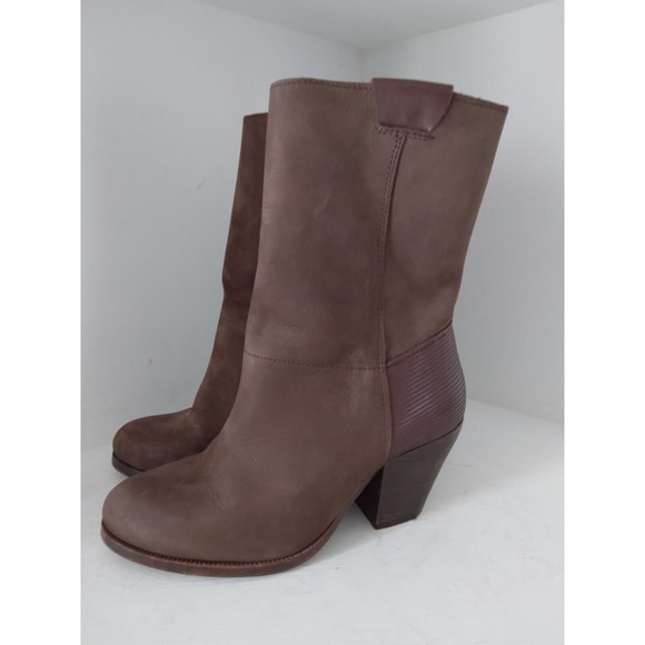 KSUBI Boots Heeled Brown Leather Womens Size 37 US 7 Made in Portugal - Picture 4 of 9